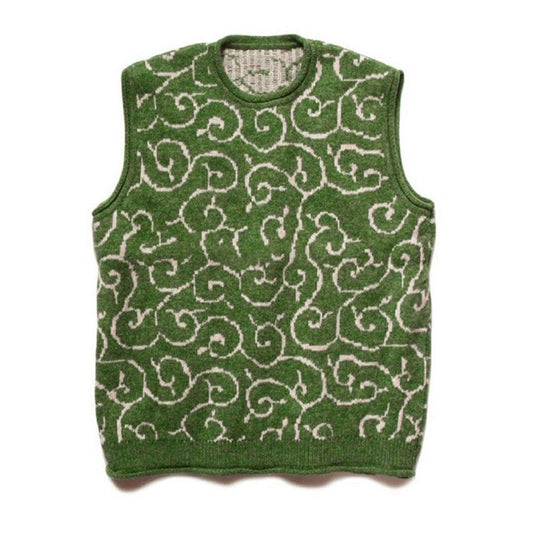 KA16 Spot goods, small crowd, Japanese retro knitted sweater, blue Tang pattern vest vest