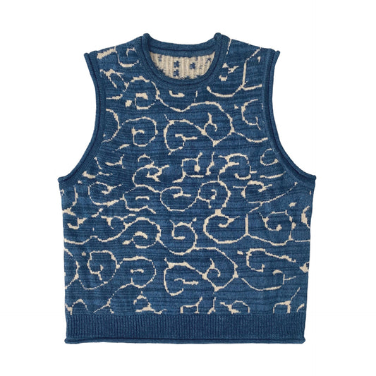 KA20 In stock คนตัวเล็ก เสื้อถักนิตติ้งย้อนยุคญี่ปุ่น เสื้อกั๊กลายถัง เสื้อกั๊ก สีฟ้า 