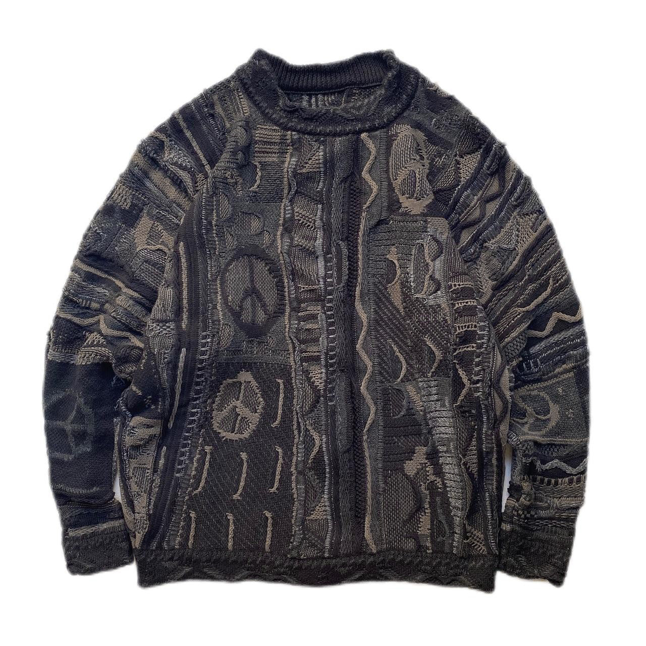 KA01 In stock, small crowd Japanese retro anti-war heavy couple pullover knitting sweater