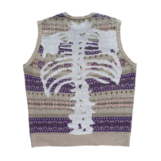 KA29 In stock, Japanese retro bone stripe knitted sweater vest vest purple
