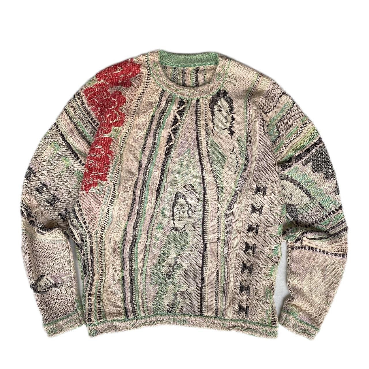 Japanese niche retro Santa Maria pattern Crew Neck Pullover Sweater S