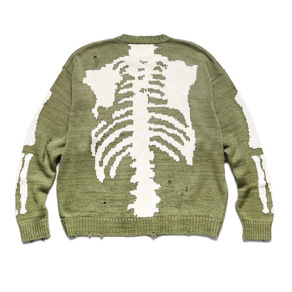 Japanese fall black knitted vintage skull  Crew Neck Pullover sweater s