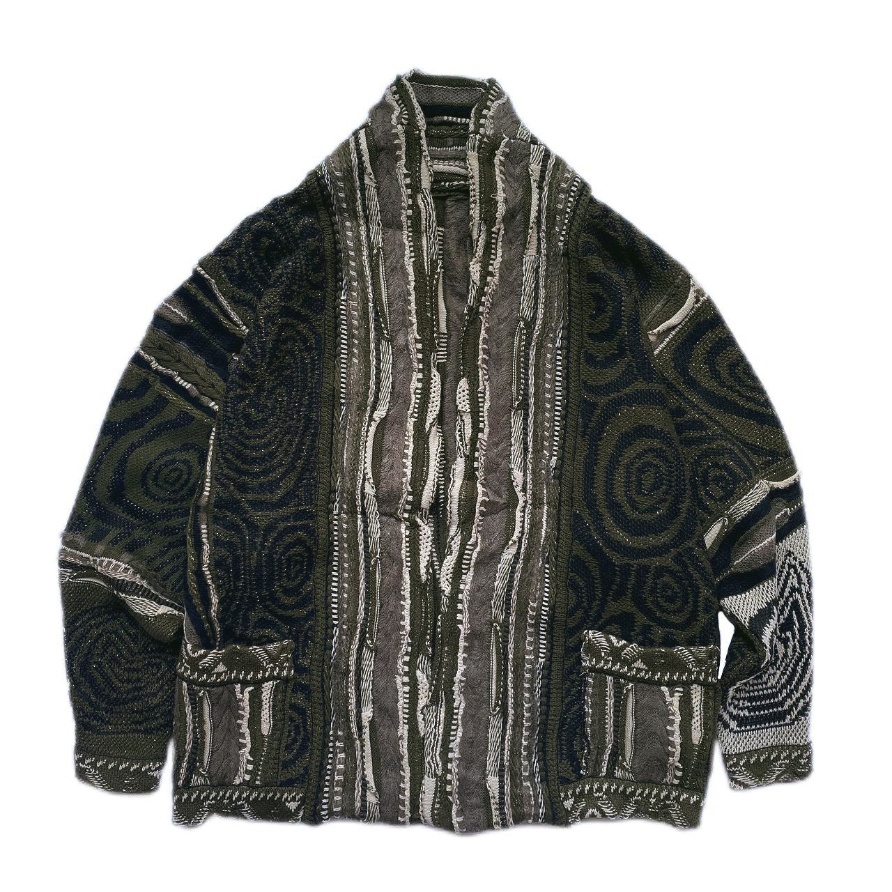 Japanese style retro dark green maze knitted sweater cardigan