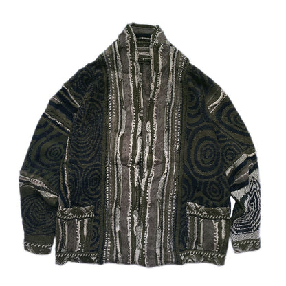 Japanese style retro dark green maze knitted sweater cardigan