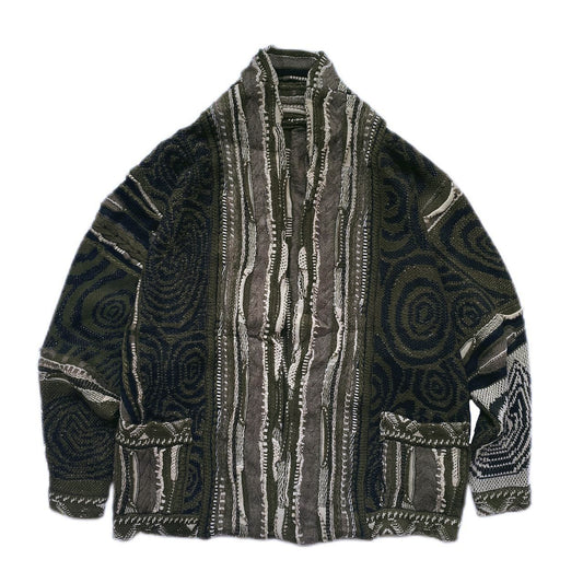 Japanese style retro dark green maze knitted sweater cardigan