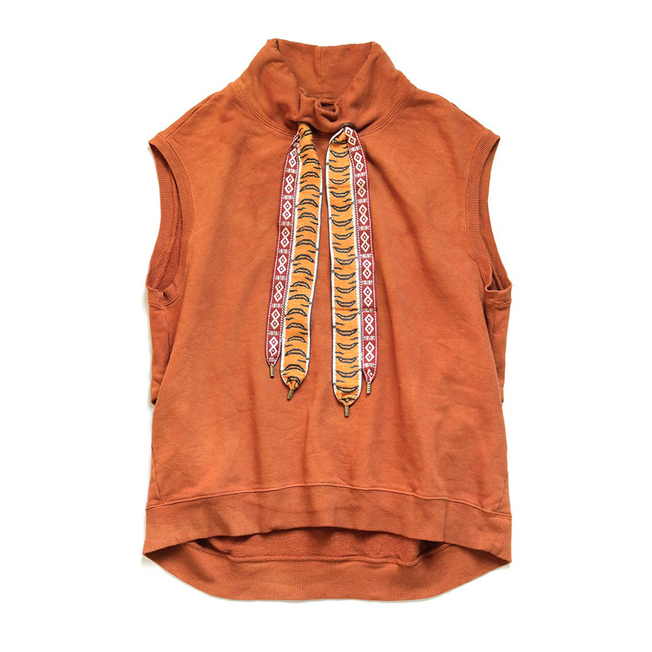 Japanese style niche retro tiger pattern tie vest vest orange