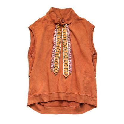 Japanese style niche retro tiger pattern tie vest vest orange
