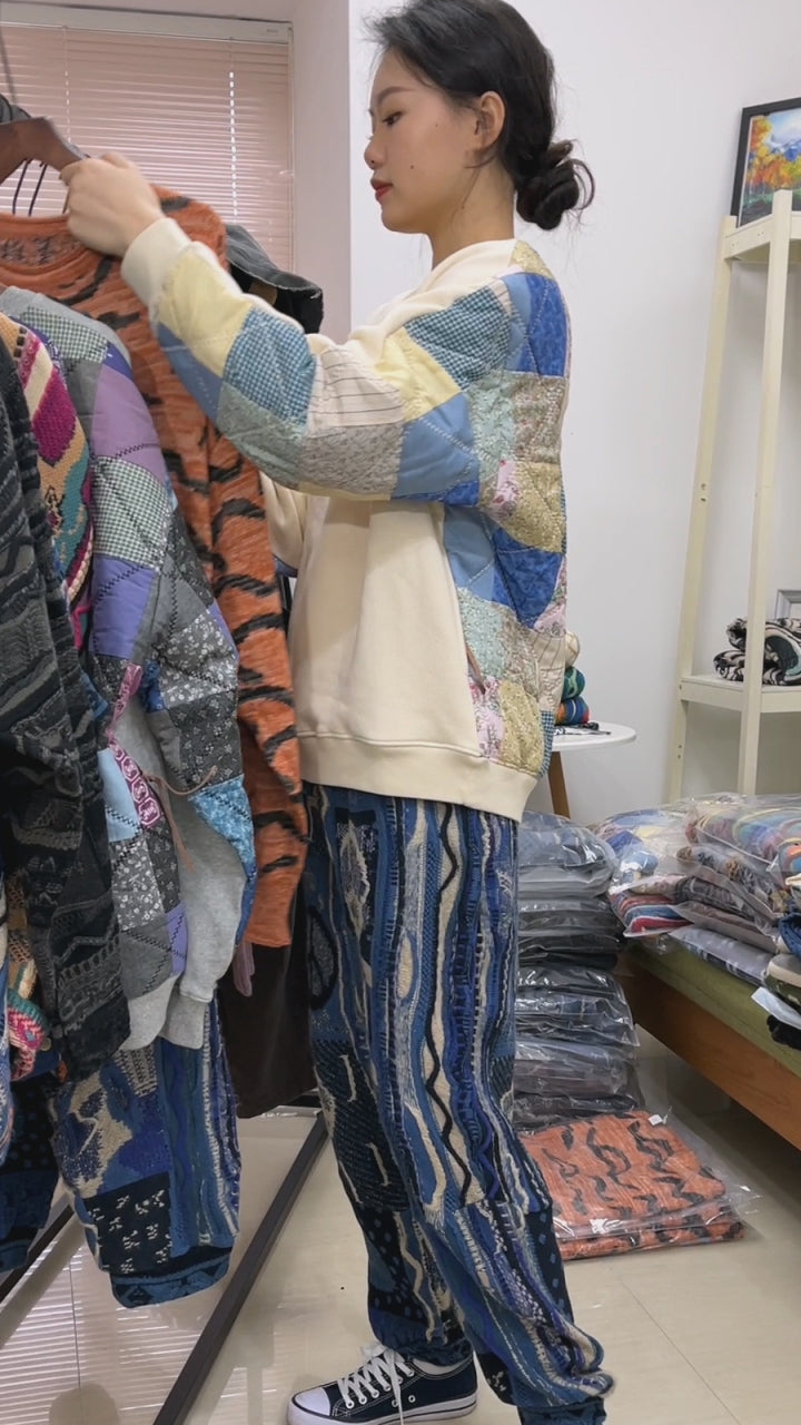 Japanese retro tiger pattern round neck long sleeve knitted sweater pullover